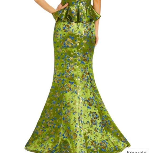 (NWT) Marchesa Notte Floral Jacquard Peplum Gown, Size 14, Green floral - Picture 4 of 6